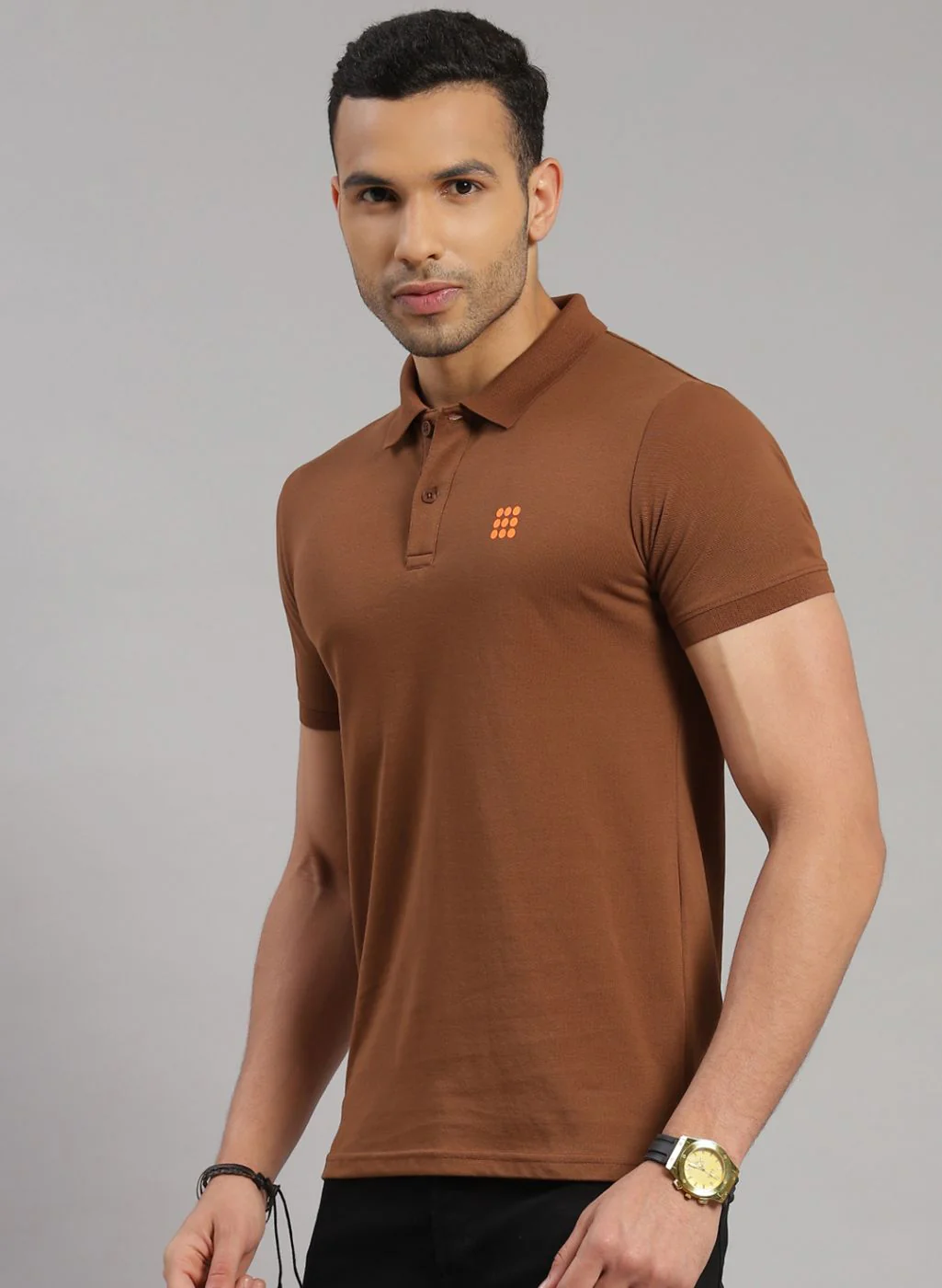 Rock.it Men Brown Solid T-Shirt - Image 3