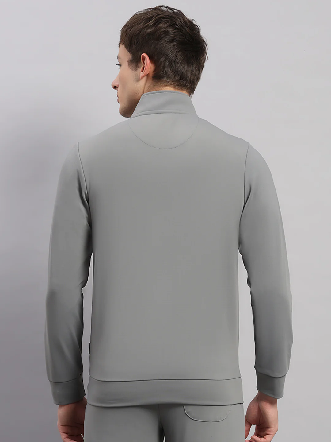 Rock.it Men Grey Self Design Collar Full Sleeve Sweatshirt - Image 5