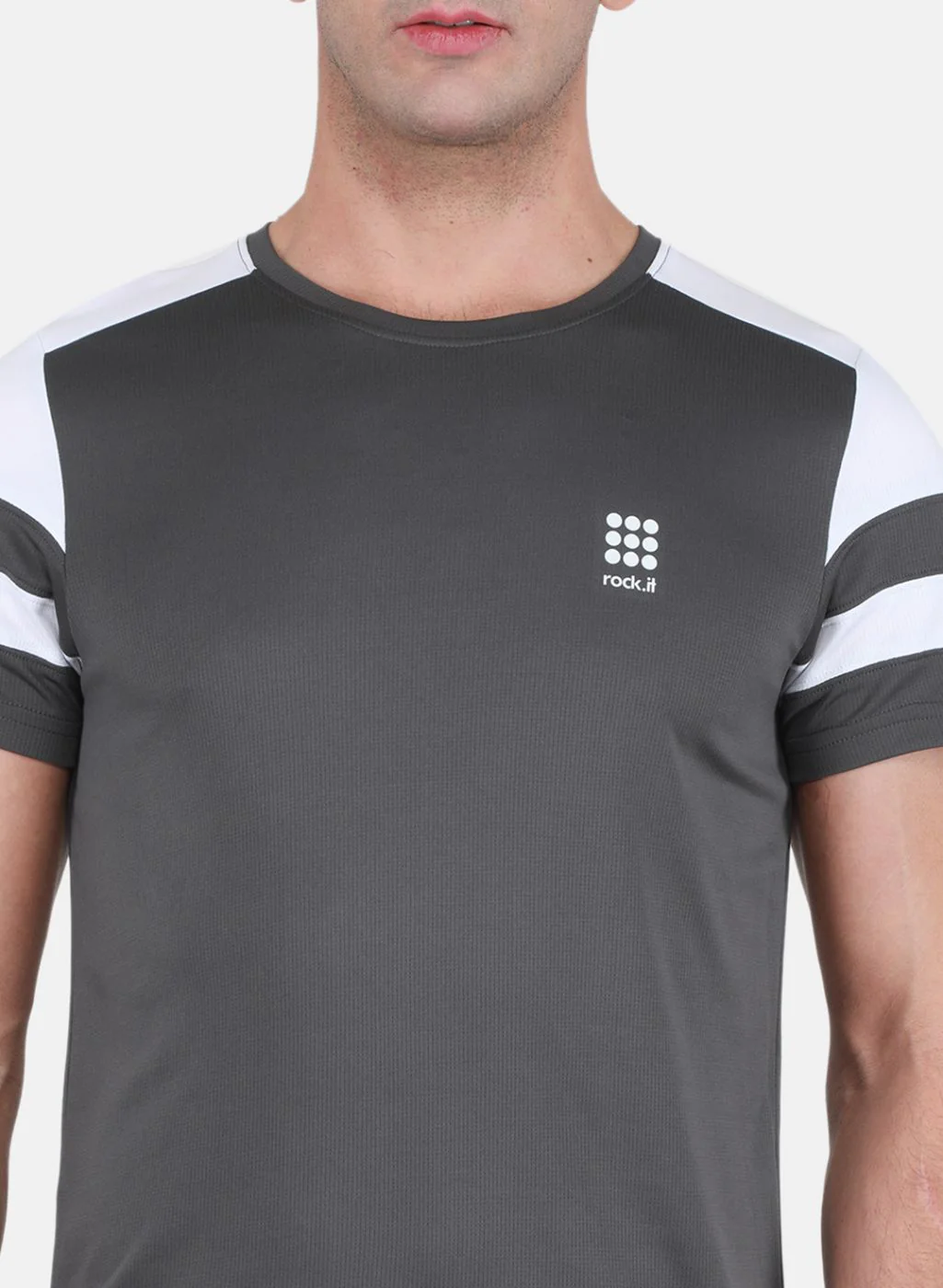 Rock.it Men Grey Self Design T-Shirt - Image 5