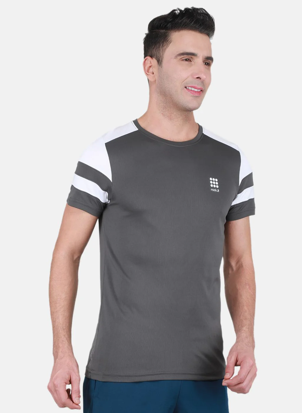 Rock.it Men Grey Self Design T-Shirt - Image 6