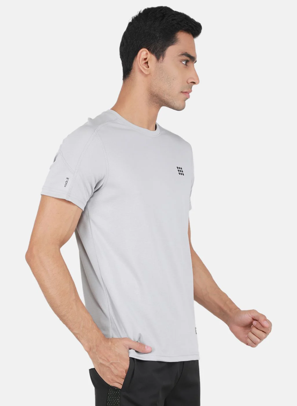 Rock.it Men Grey Self Design T-Shirt - Image 6