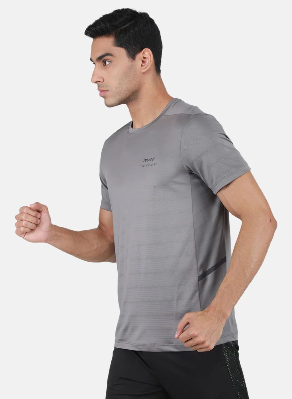 Rock.it Men Grey Self Design T-Shirt - Image 2