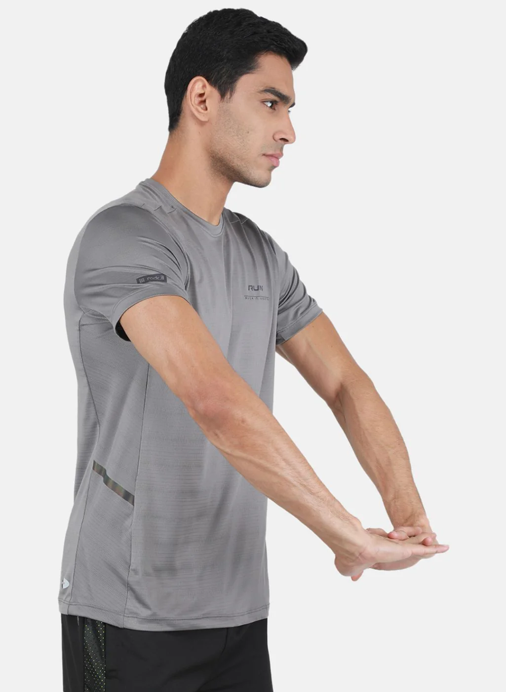 Rock.it Men Grey Self Design T-Shirt - Image 6