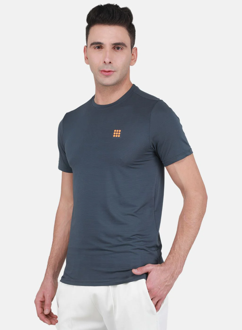 Rock.it Men Grey Self Design T-Shirt - Image 2