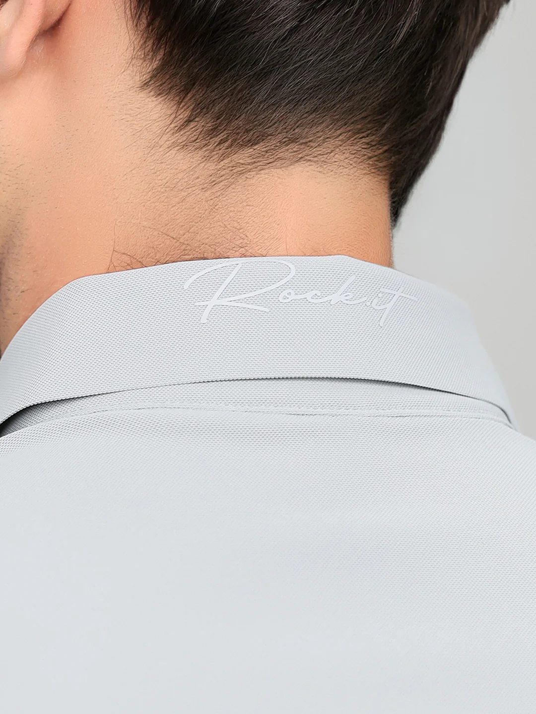 Rock.it Men Grey Solid Collar Half Sleeve Shirt - Image 6