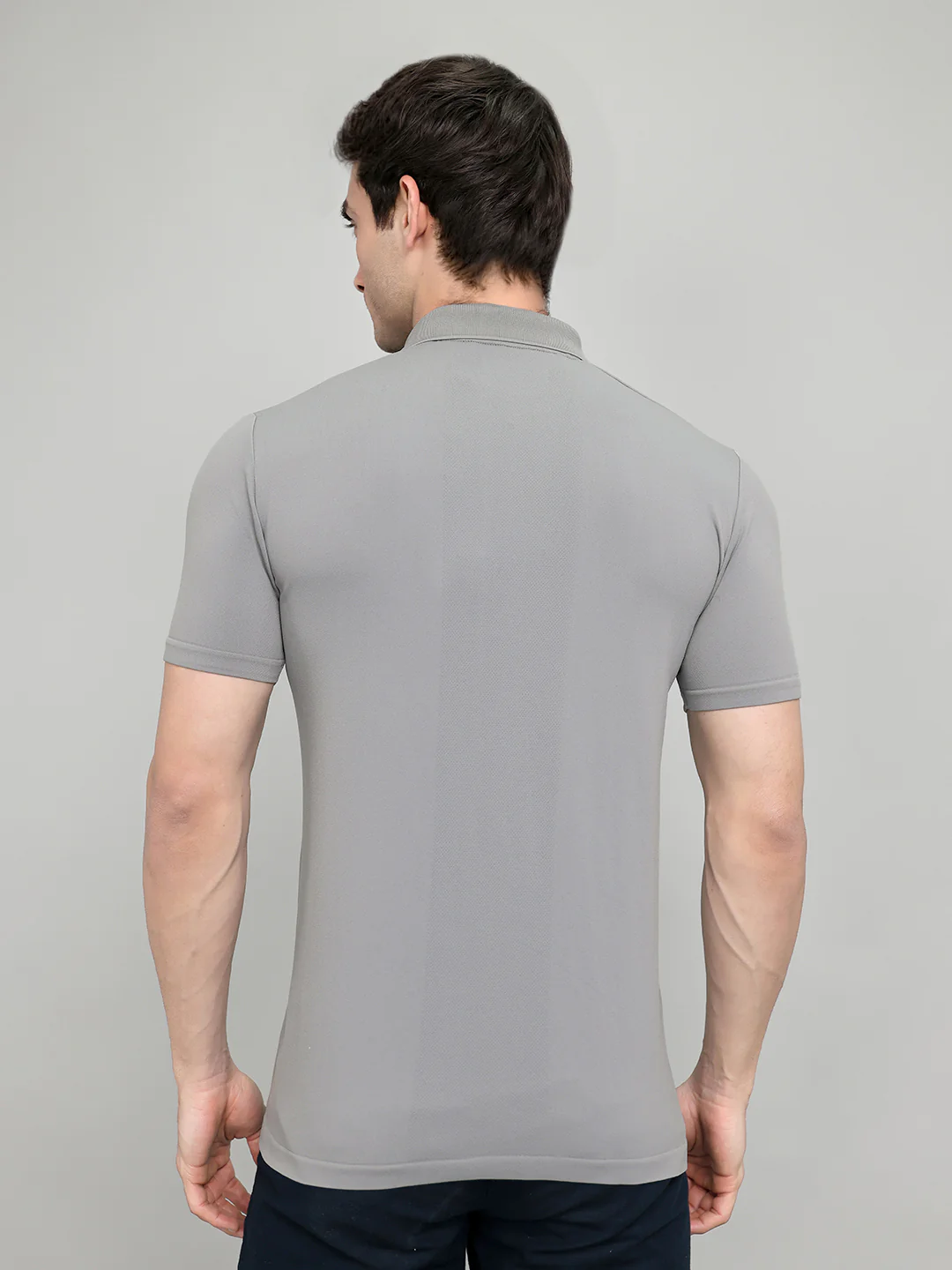 Rock.it Men Grey Solid Collar Half Sleeve T-Shirt - Image 4