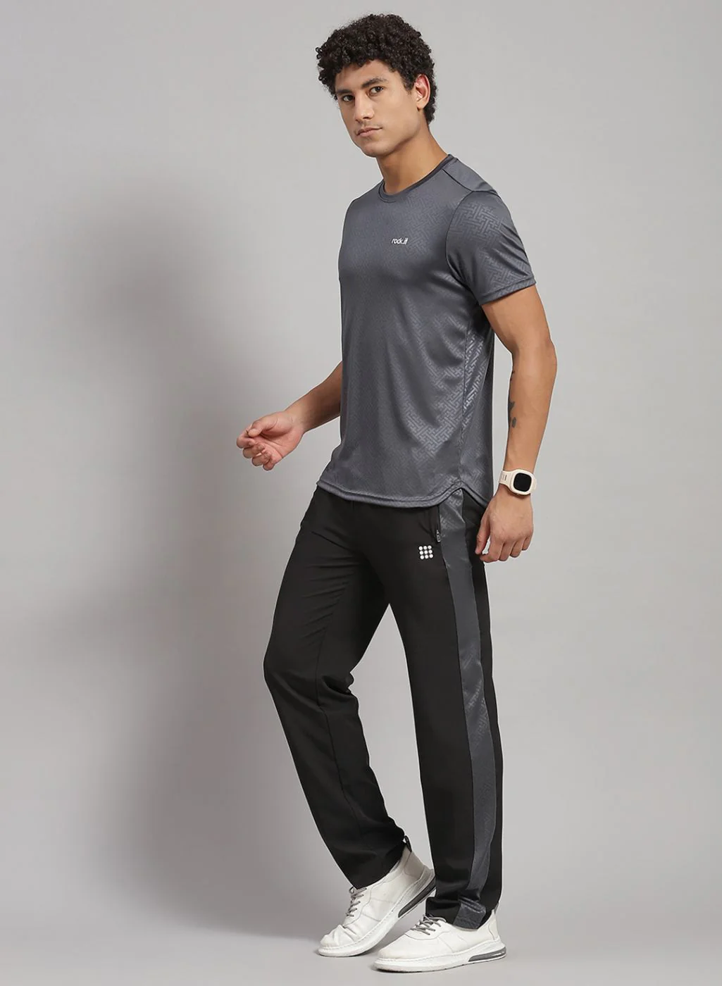 Rock.it Men Grey Solid Lower Set - Image 2