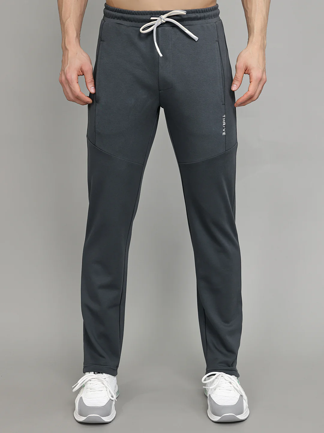 Rock.it Men Grey Solid Slim Fit Lower