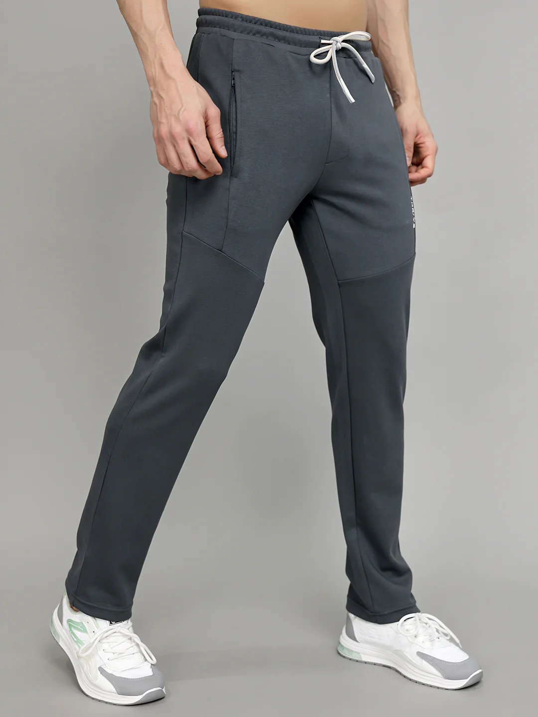 Rock.it Men Grey Solid Slim Fit Lower - Image 3