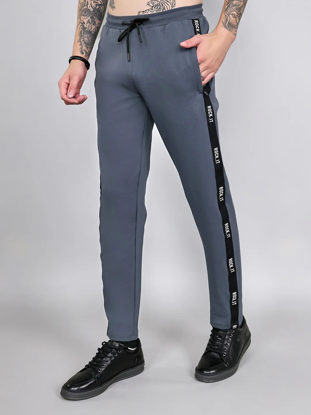 Rock.it Men Grey Solid Smart Fit Lower - Image 2
