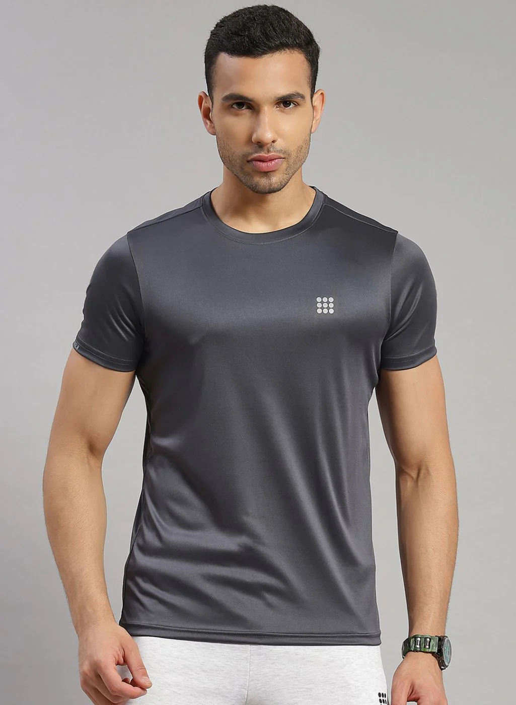 Rock.it Men Grey Solid T-Shirt - Image 2