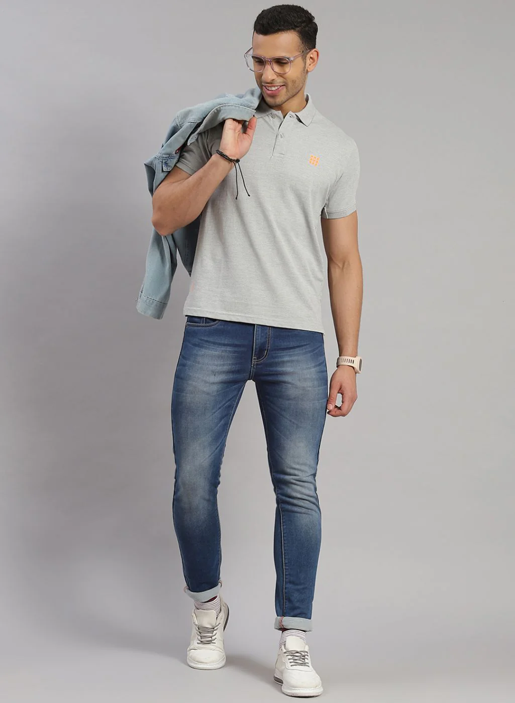 Rock.it Men Grey Solid T-Shirt - Image 2