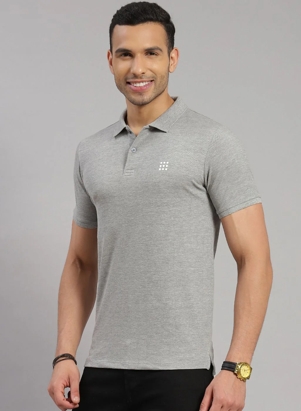 Rock.it Men Grey Solid T-Shirt - Image 3