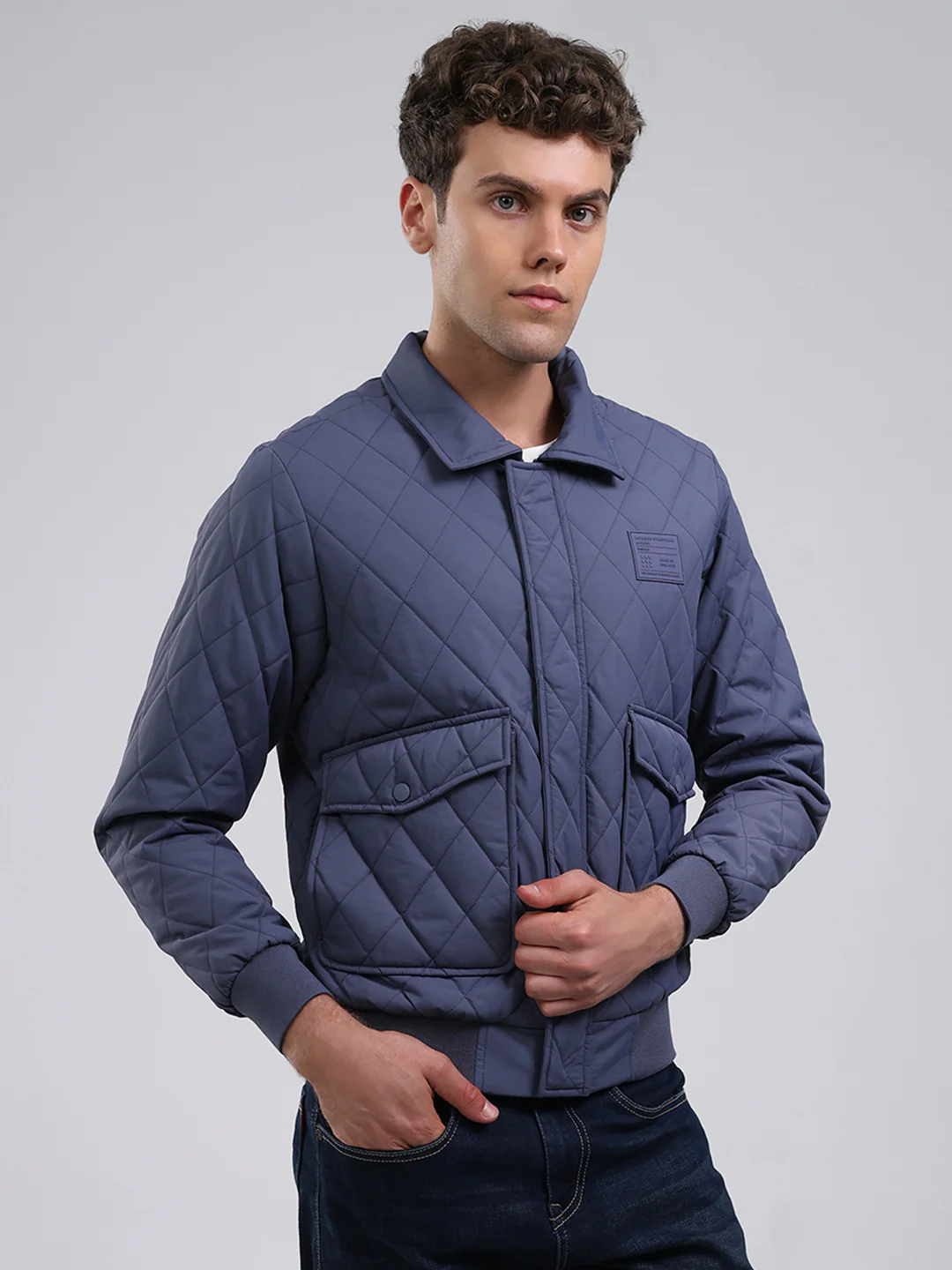 Rock.it Men Light Blue Solid Collar Full Sleeve Jacket - Image 4