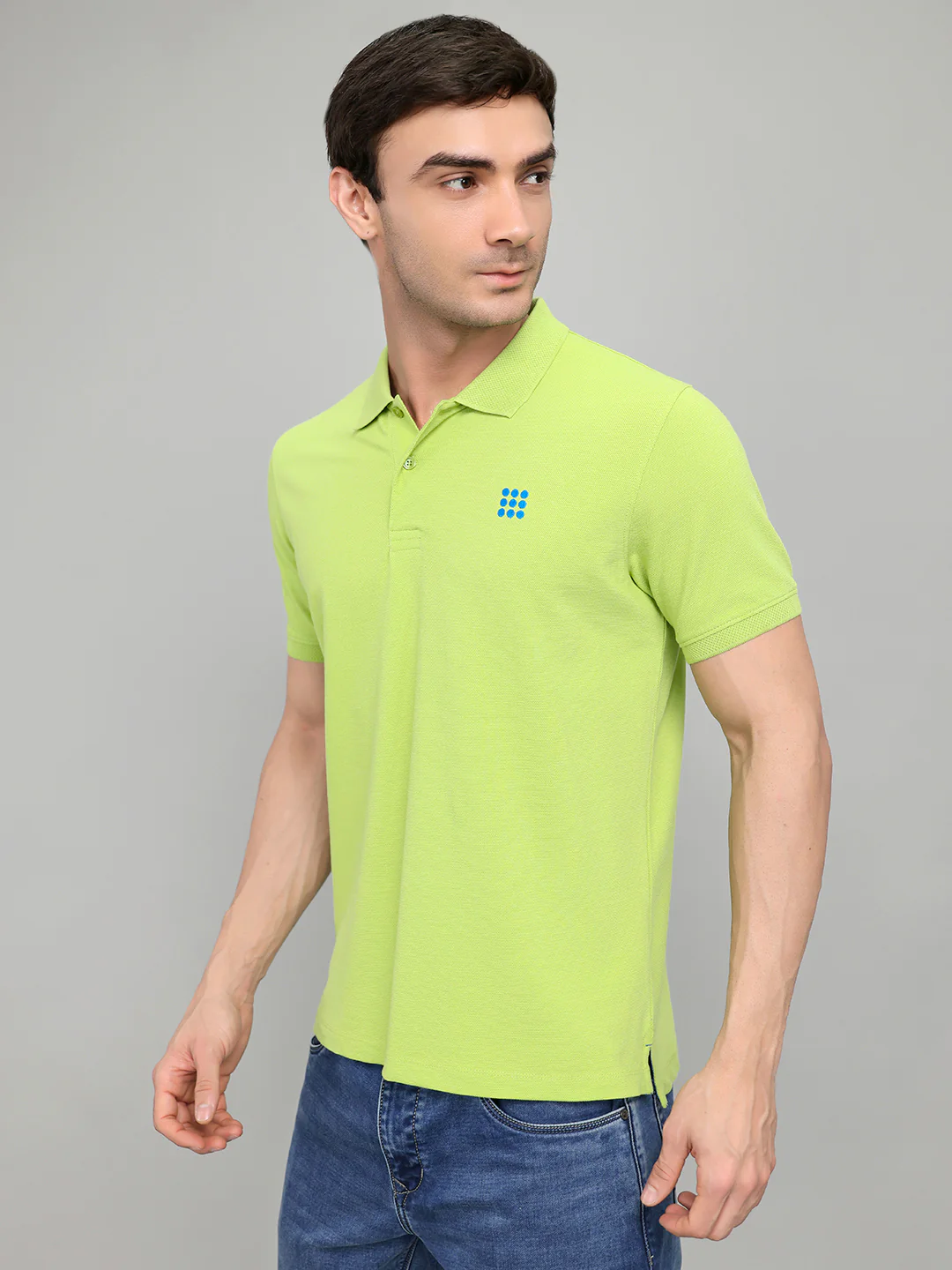 Rock.it Men Light Green Solid Collar Half Sleeve T-Shirt - Image 2