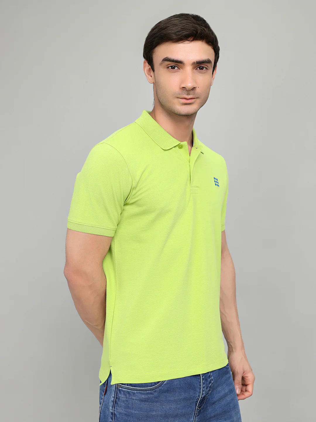 Rock.it Men Light Green Solid Collar Half Sleeve T-Shirt - Image 3