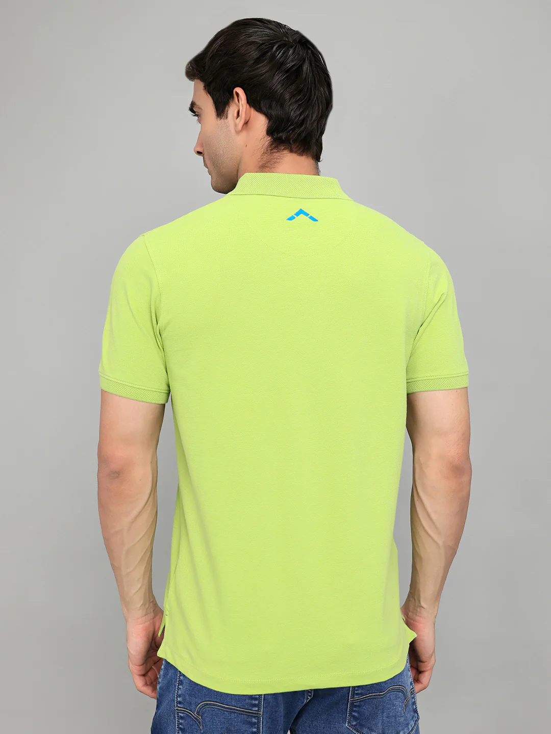 Rock.it Men Light Green Solid Collar Half Sleeve T-Shirt - Image 4