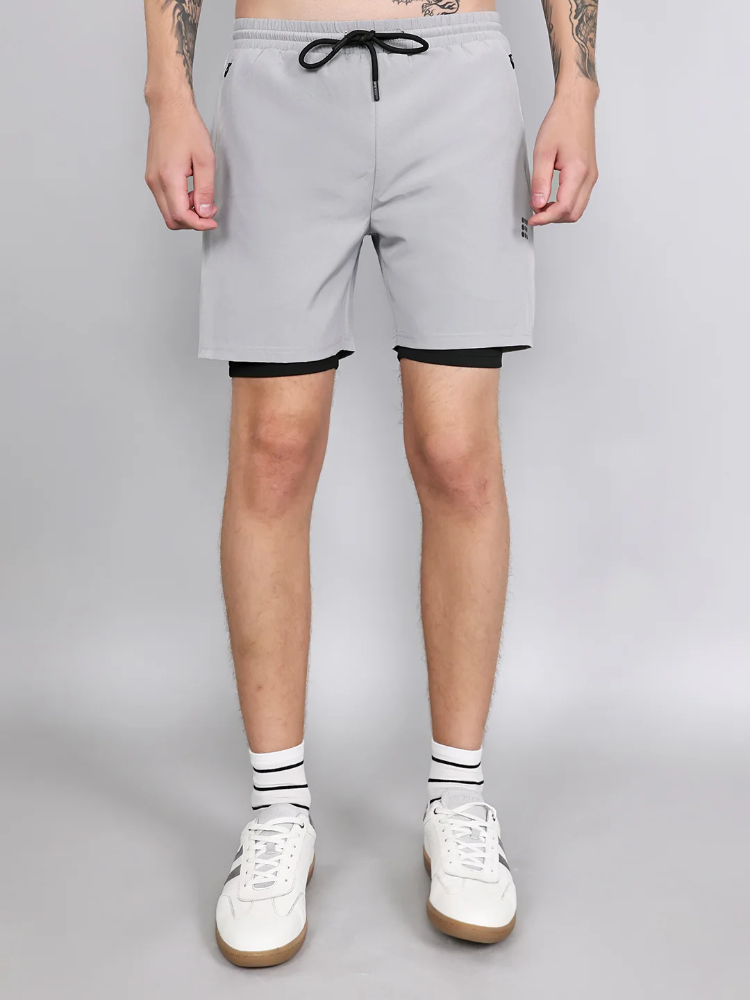 Rock.it Men Light Grey Solid Regular Fit Shorts