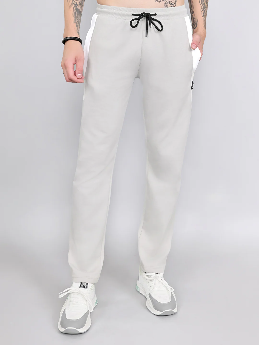 Rock.it Men Light Grey Solid Smart Fit Lower
