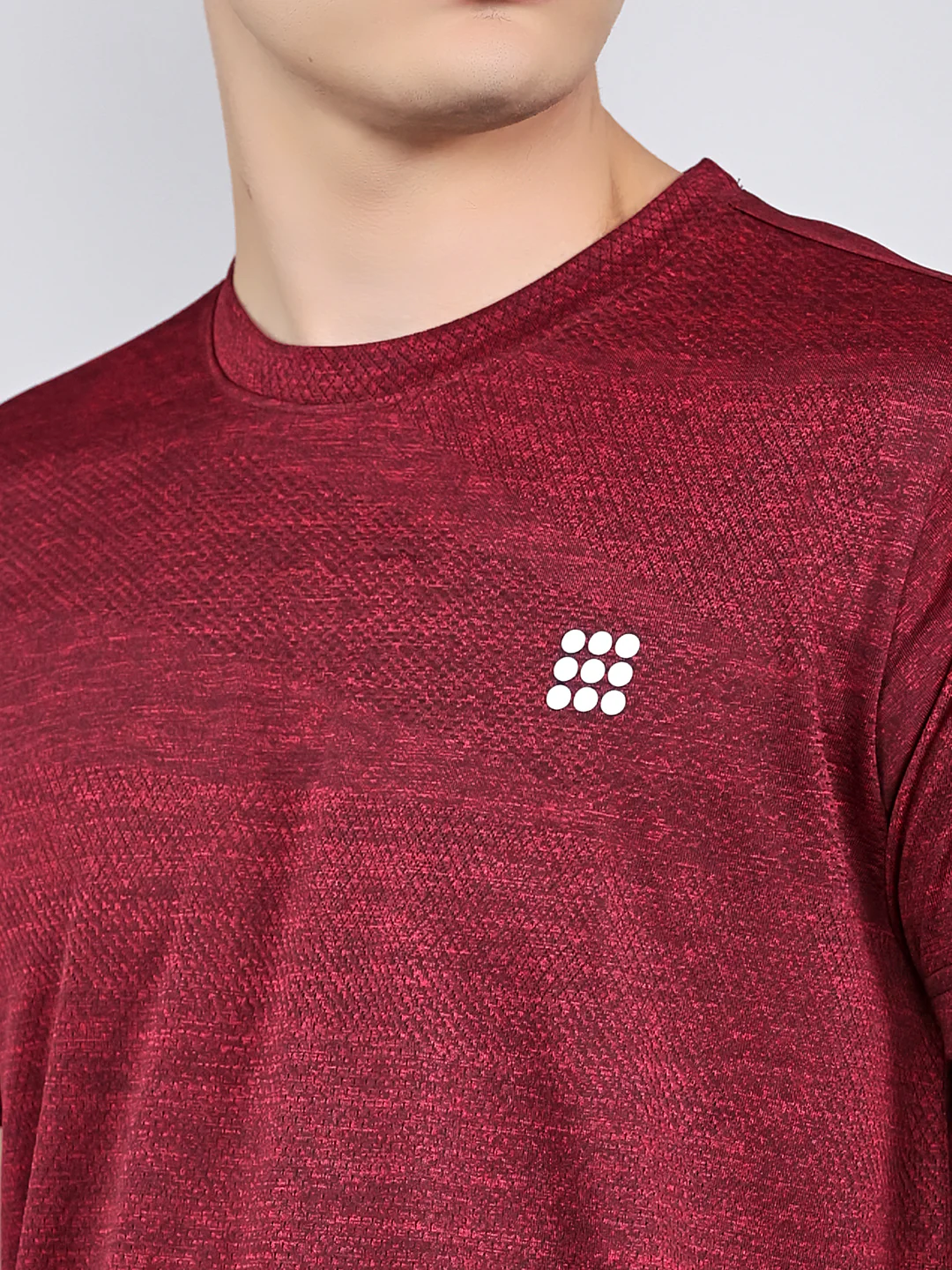 Rock.it Men Maroon Jacquard Round Neck Half Sleeve T-Shirt - Image 5