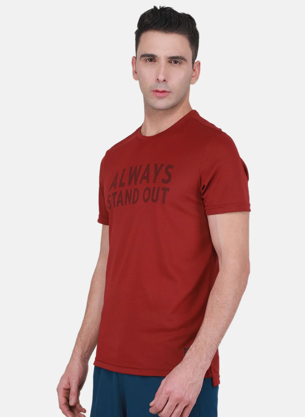 Rock.it Men Maroon Self Design T-Shirt - Image 2