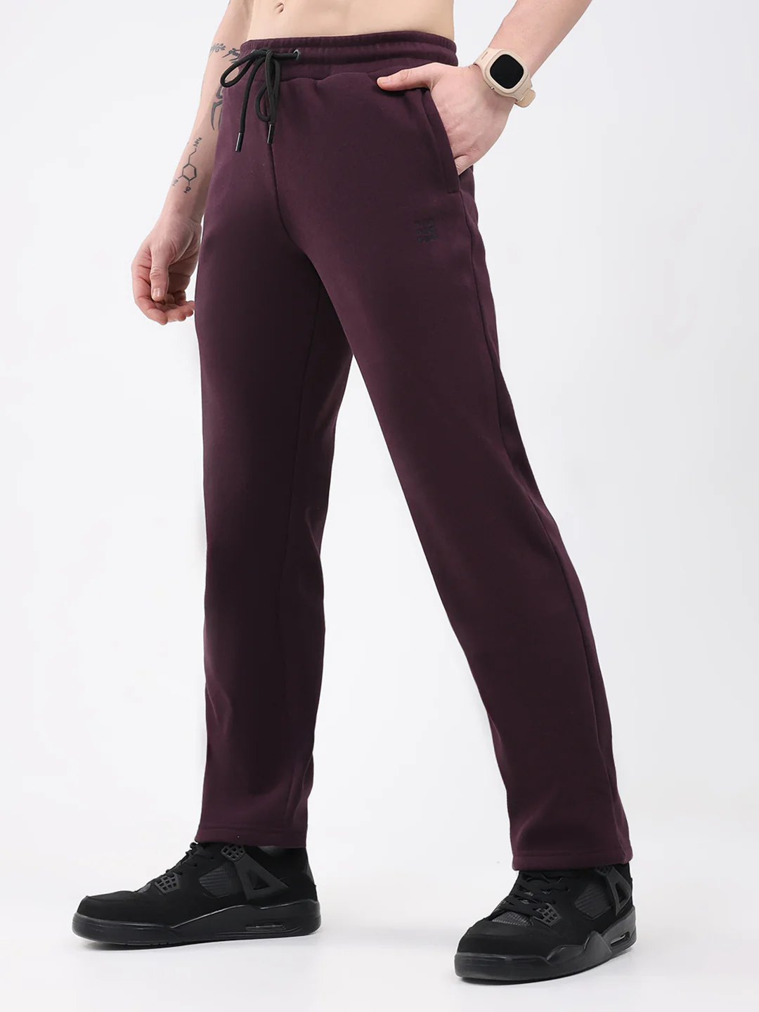 Rock.it Men Maroon Solid Regular Fit Winter Lower - Image 3