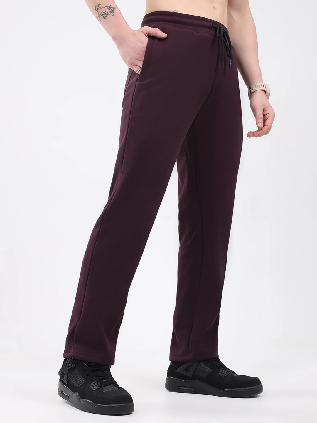 Rock.it Men Maroon Solid Regular Fit Winter Lower - Image 4