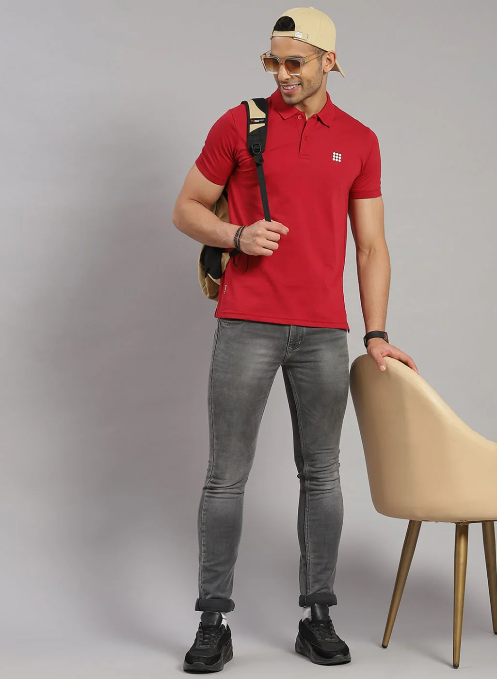 Rock.it Men Maroon Solid T-Shirt - Image 2