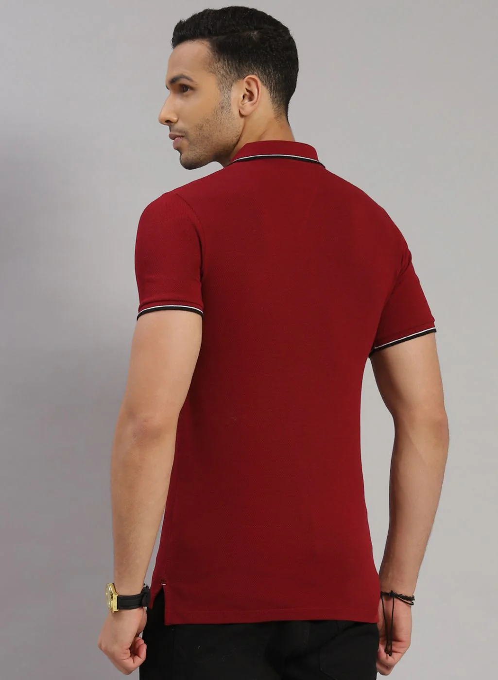 Rock.it Men Maroon Solid T-Shirt - Image 5