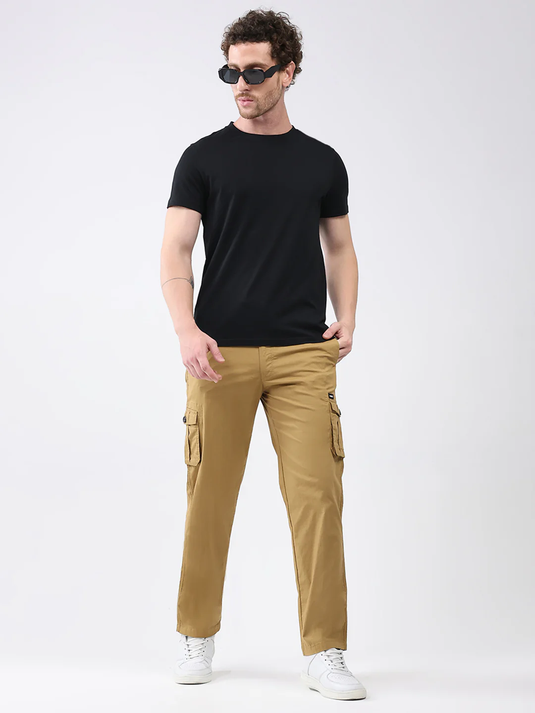 Rock.it Men Mustard Solid Regular Fit Cargo - Image 2