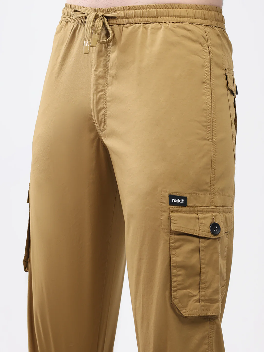 Rock.it Men Mustard Solid Regular Fit Cargo - Image 6