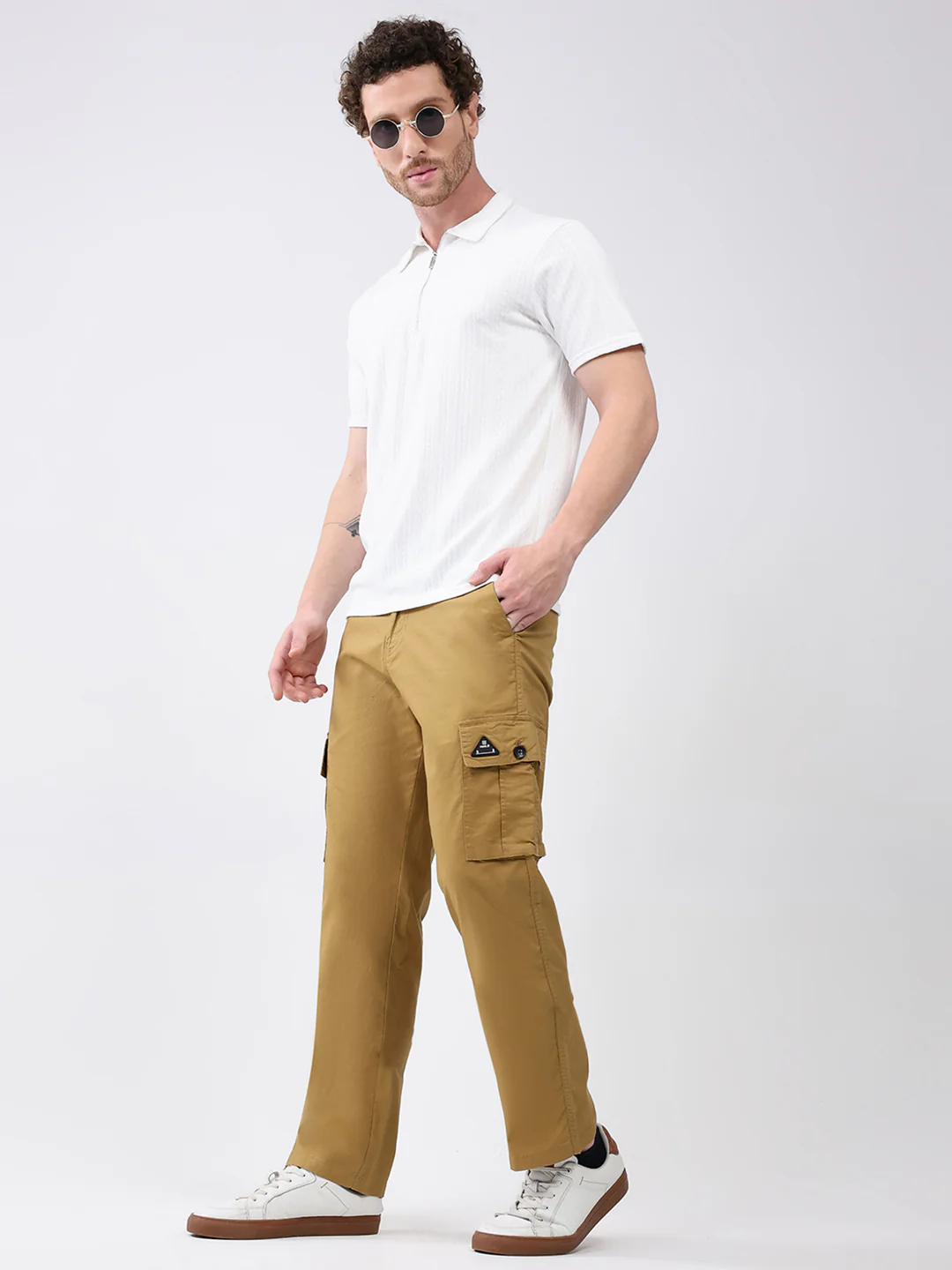 Rock.it Men Mustard Solid Straight Fit Cargo - Image 2