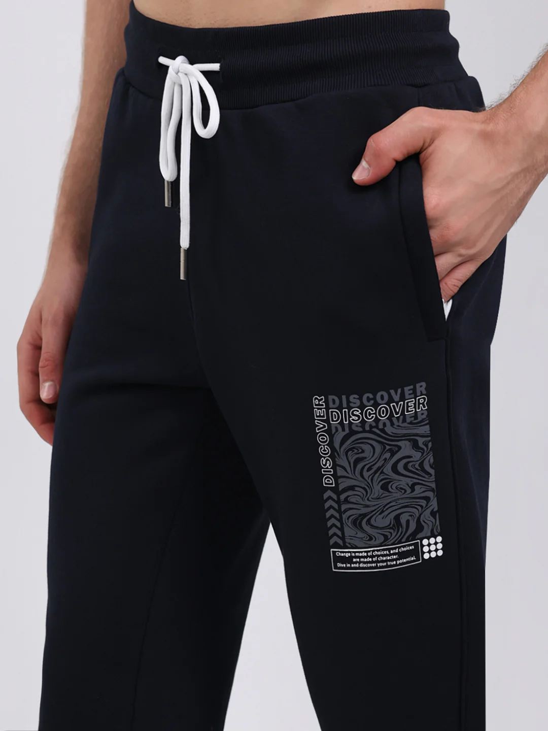 Rock.it Men Navy Blue Printed Round Neck Full Sleeve Winter Tracksuit - Image 8