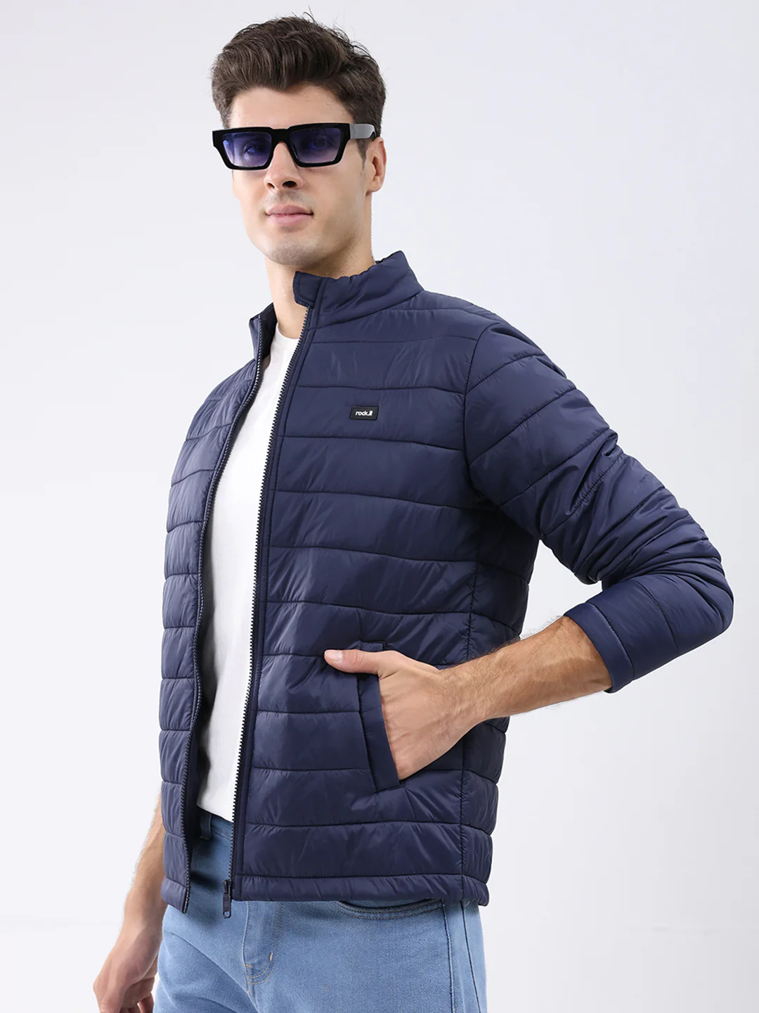 Rock.it Men Navy Blue Solid Collar Full Sleeve Jacket - Image 6