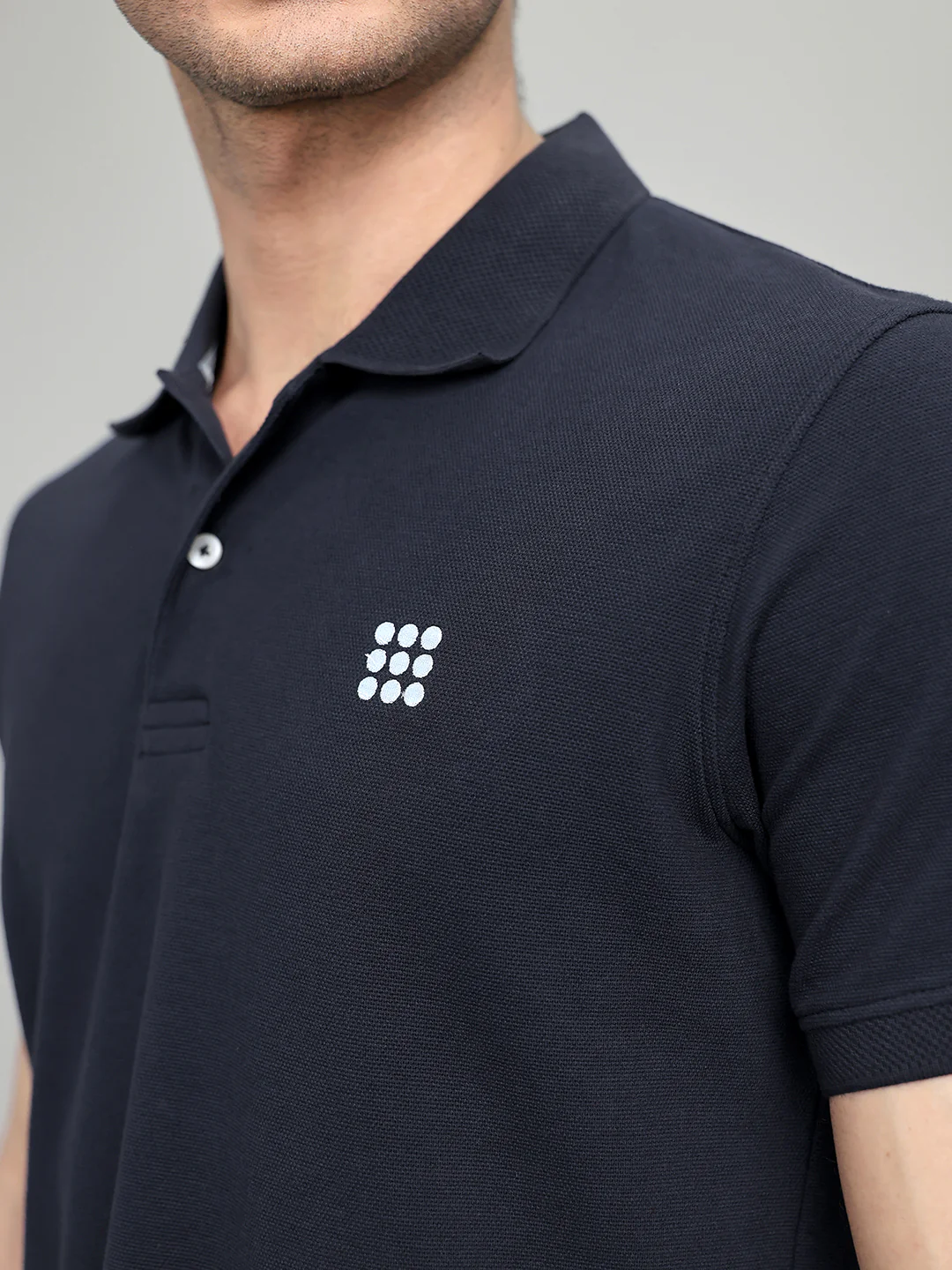 Rock.it Men Navy Blue Solid Collar Half Sleeve T-Shirt - Image 5