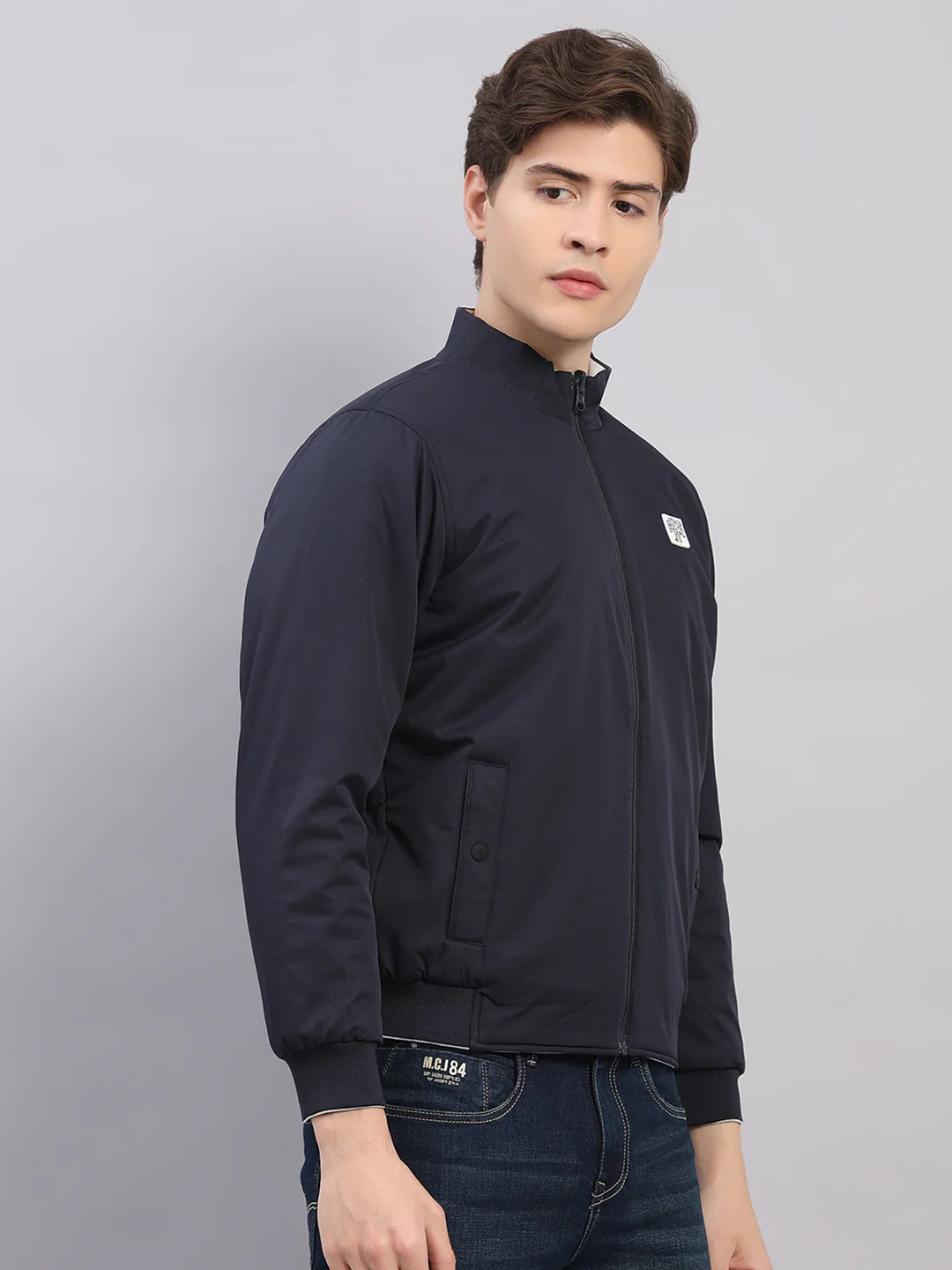 Rock.it Men Navy Blue Solid Hooded Full Sleeve Reversible Jacket - Image 4