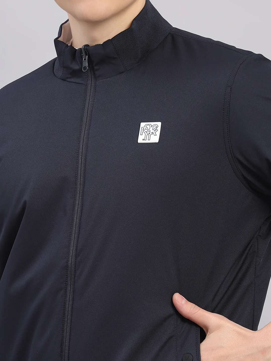 Rock.it Men Navy Blue Solid Hooded Full Sleeve Reversible Jacket - Image 9