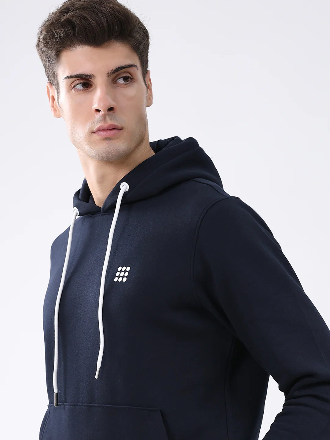 Rock.it Men Navy Blue Solid Hooded Full Sleeve Sweatshirt - Image 8