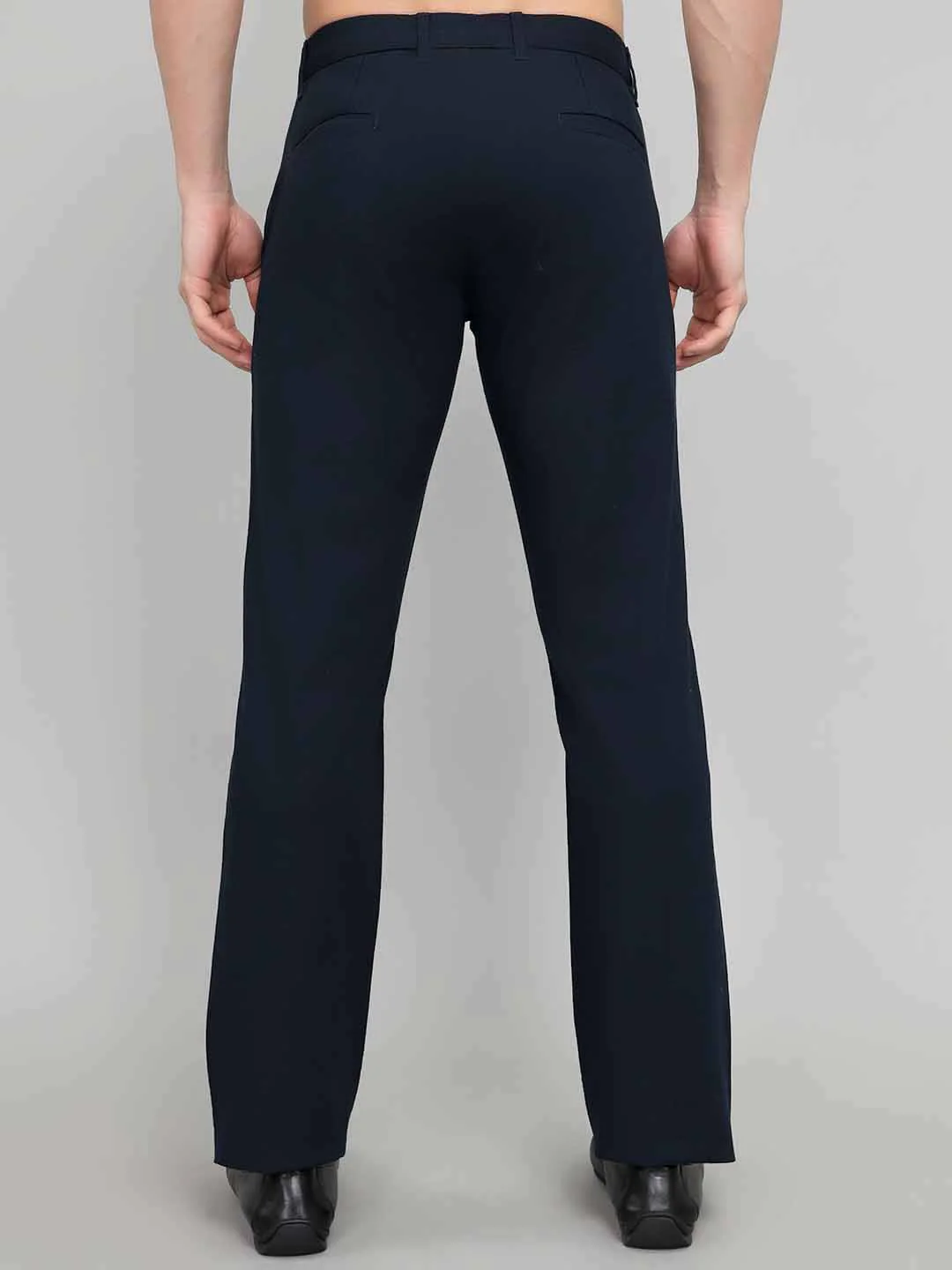 Rock.it Men Navy Blue Solid Regular Fit Chinos - Image 4