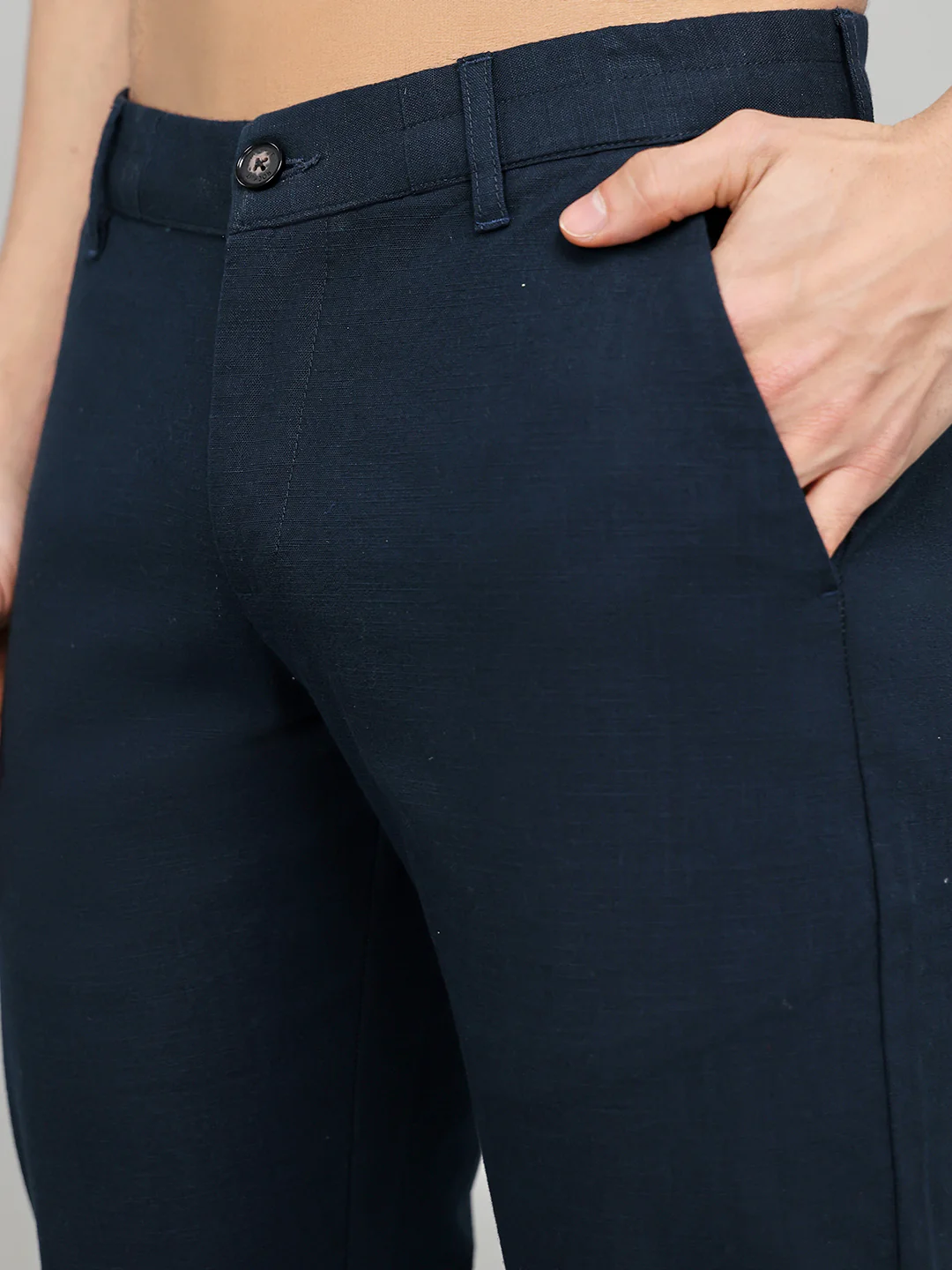 Rock.it Men Navy Blue Solid Regular Fit Chinos - Image 5