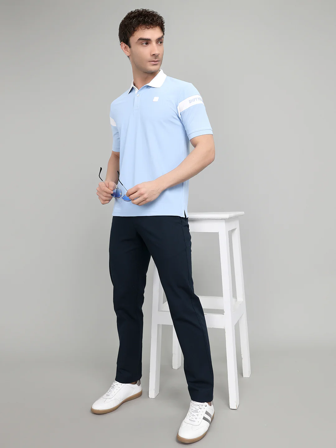 Rock.it Men Navy Blue Solid Regular Fit Chinos - Image 6