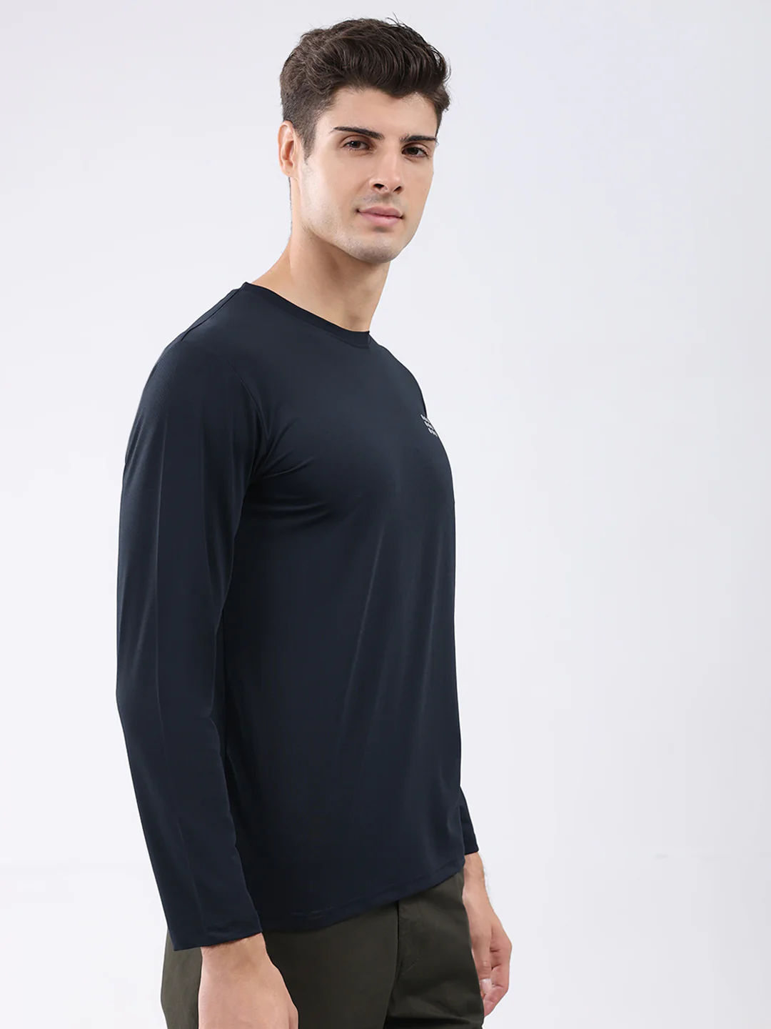 Rock.it Men Navy Blue Solid Round Neck Full Sleeve Winter T-Shirt - Image 4