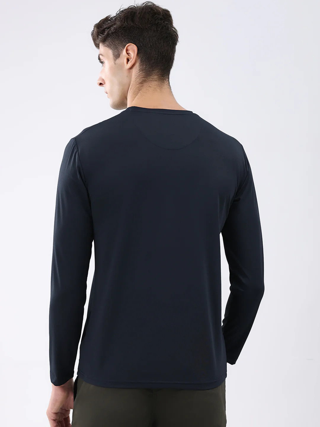 Rock.it Men Navy Blue Solid Round Neck Full Sleeve Winter T-Shirt - Image 5