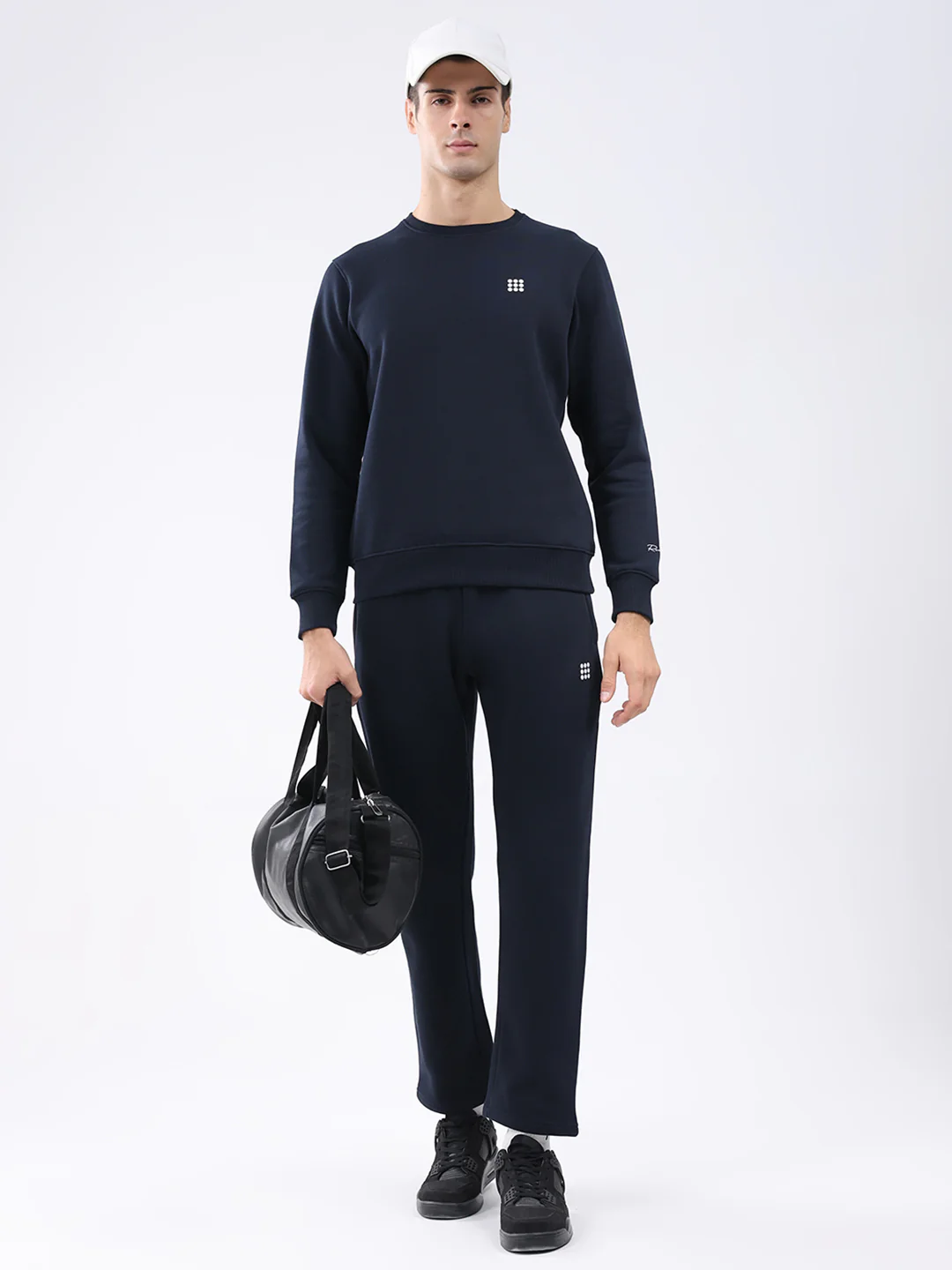 Rock.it Men Navy Blue Solid Round Neck Full Sleeve Winter Tracksuit - Image 2