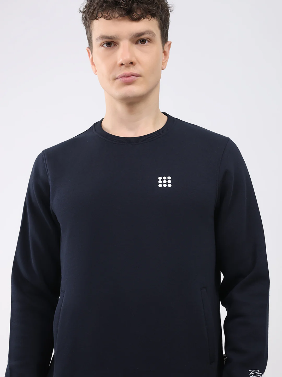 Rock.it Men Navy Blue Solid Round Neck Sleeveless Winter Tracksuit - Image 7
