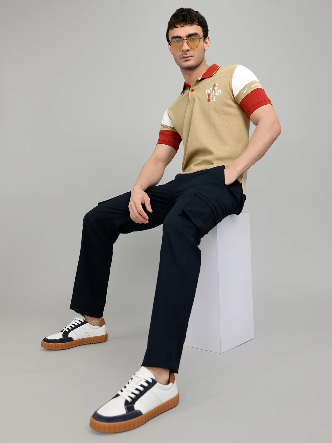 Rock.it Men Navy Blue Solid Slim Fit Cargo - Image 6