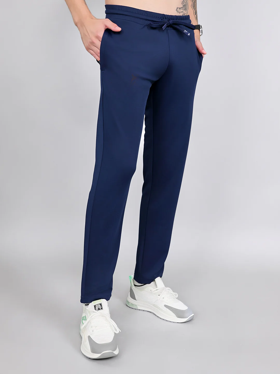 Rock.it Men Navy Blue Solid Smart Fit Lower - Image 3