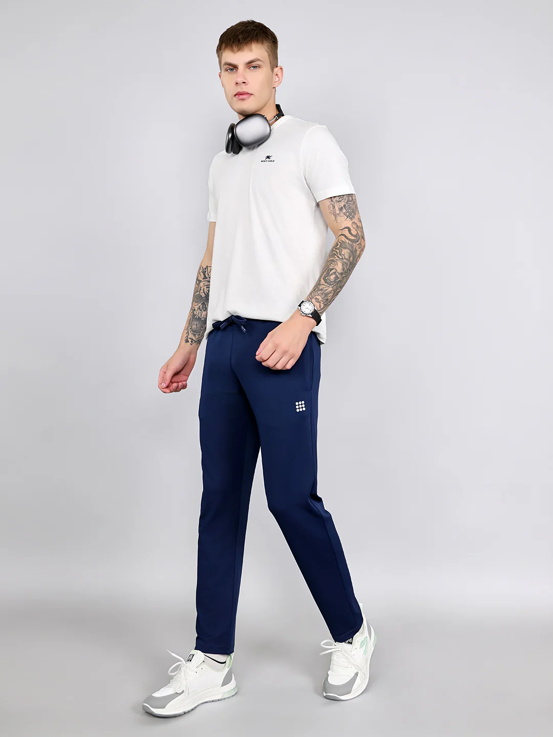 Rock.it Men Navy Blue Solid Smart Fit Lower - Image 6