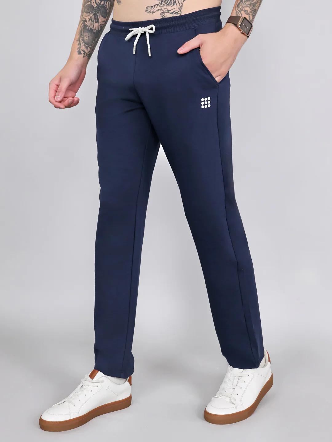Rock.it Men Navy Blue Solid Smart Fit Lower - Image 2