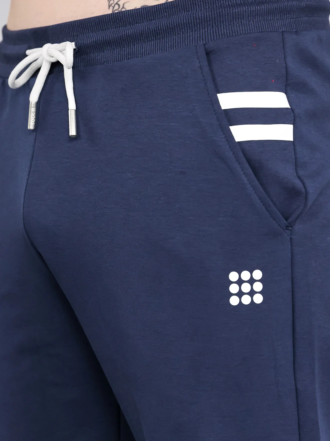 Rock.it Men Navy Blue Solid Smart Fit Lower - Image 5